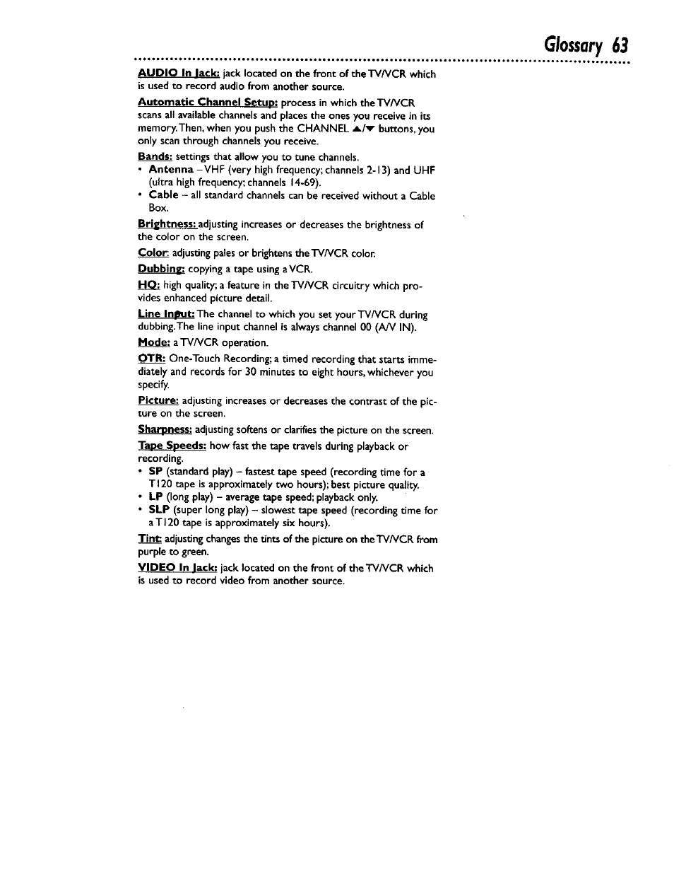 Glossary 63 | Philips CCB 134AT User Manual | Page 63 / 68