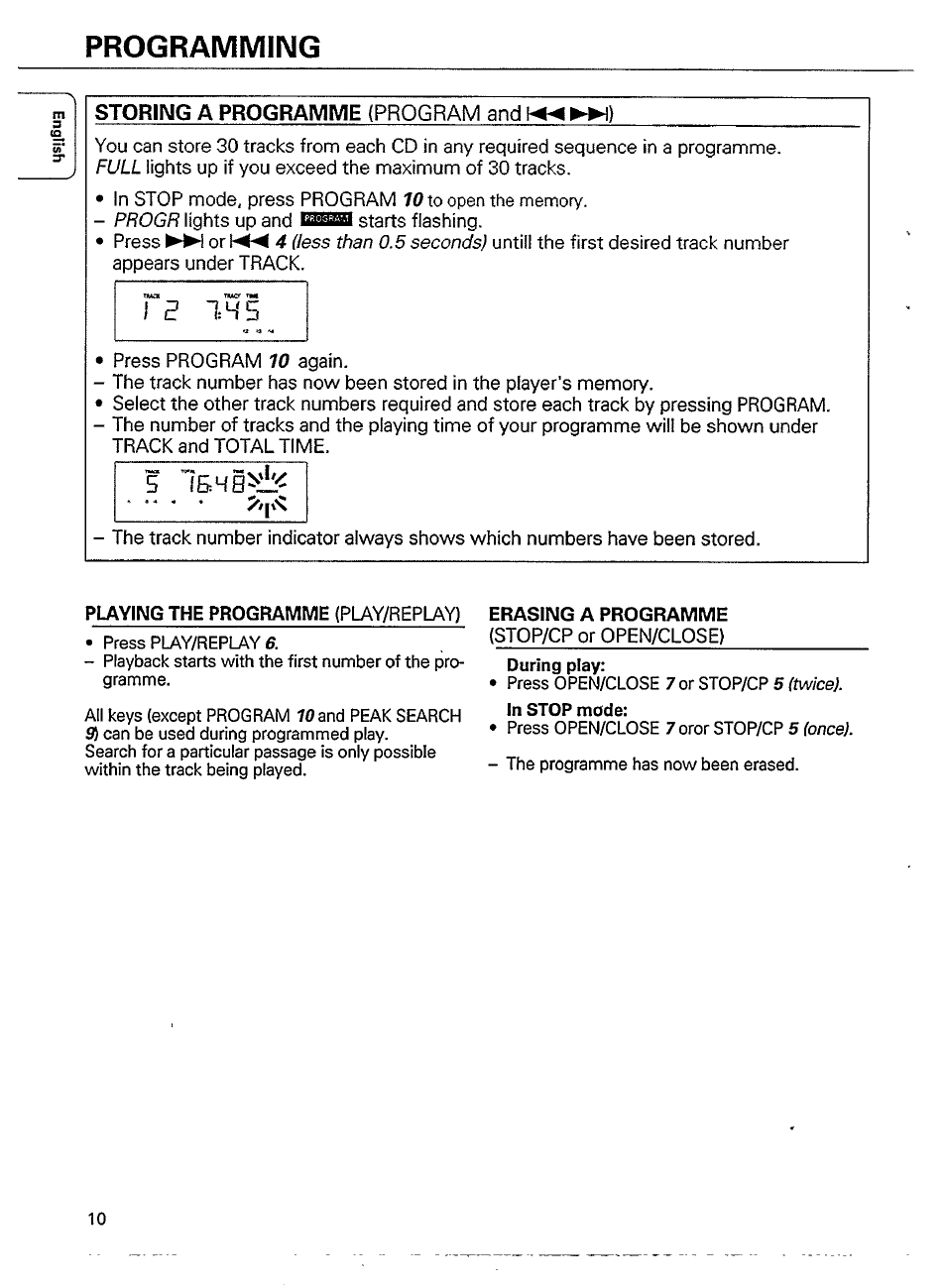 Programming, E i s ' 5 | Philips CD 721 User Manual | Page 10 / 14