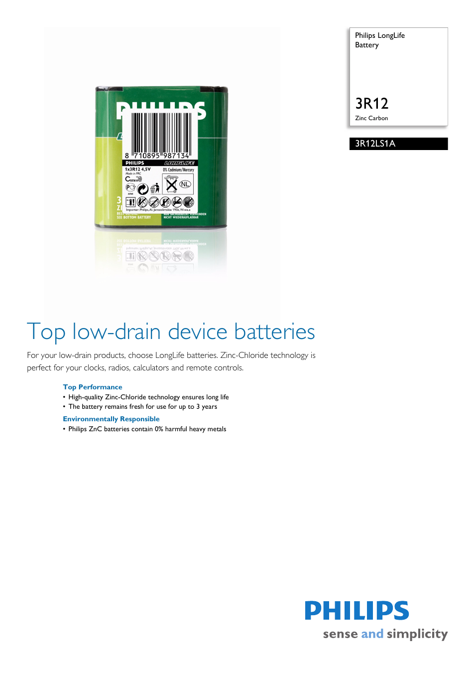 Philips 3R12LS1A/10 User Manual | 2 pages