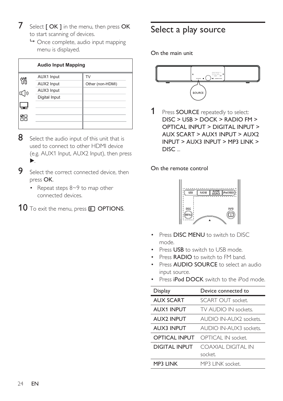 Select a play source | Philips HTS8141/12 User Manual | Page 24 / 51