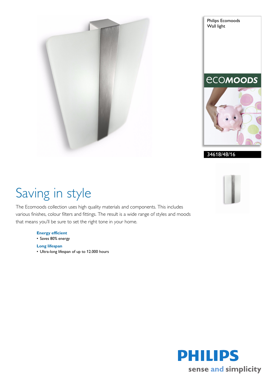 Philips Ecomoods 34618/48/16 User Manual | 2 pages