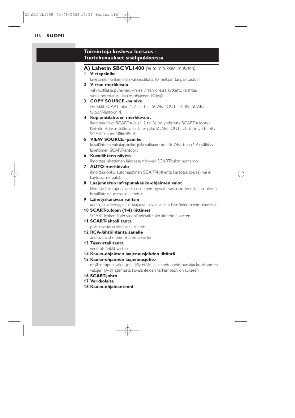 Philips VL1405 User Manual | Page 116 / 124