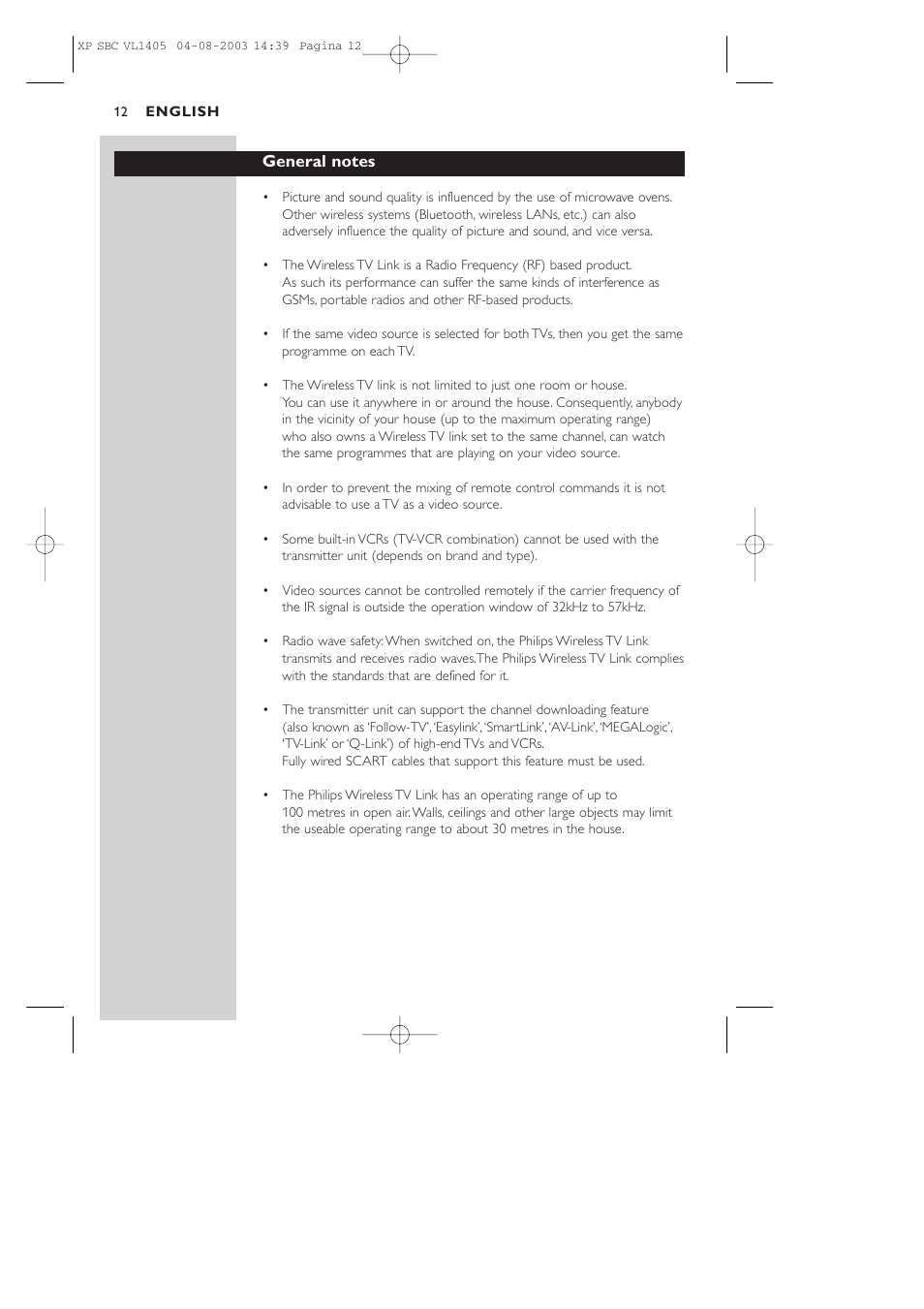 Philips VL1405 User Manual | Page 12 / 124