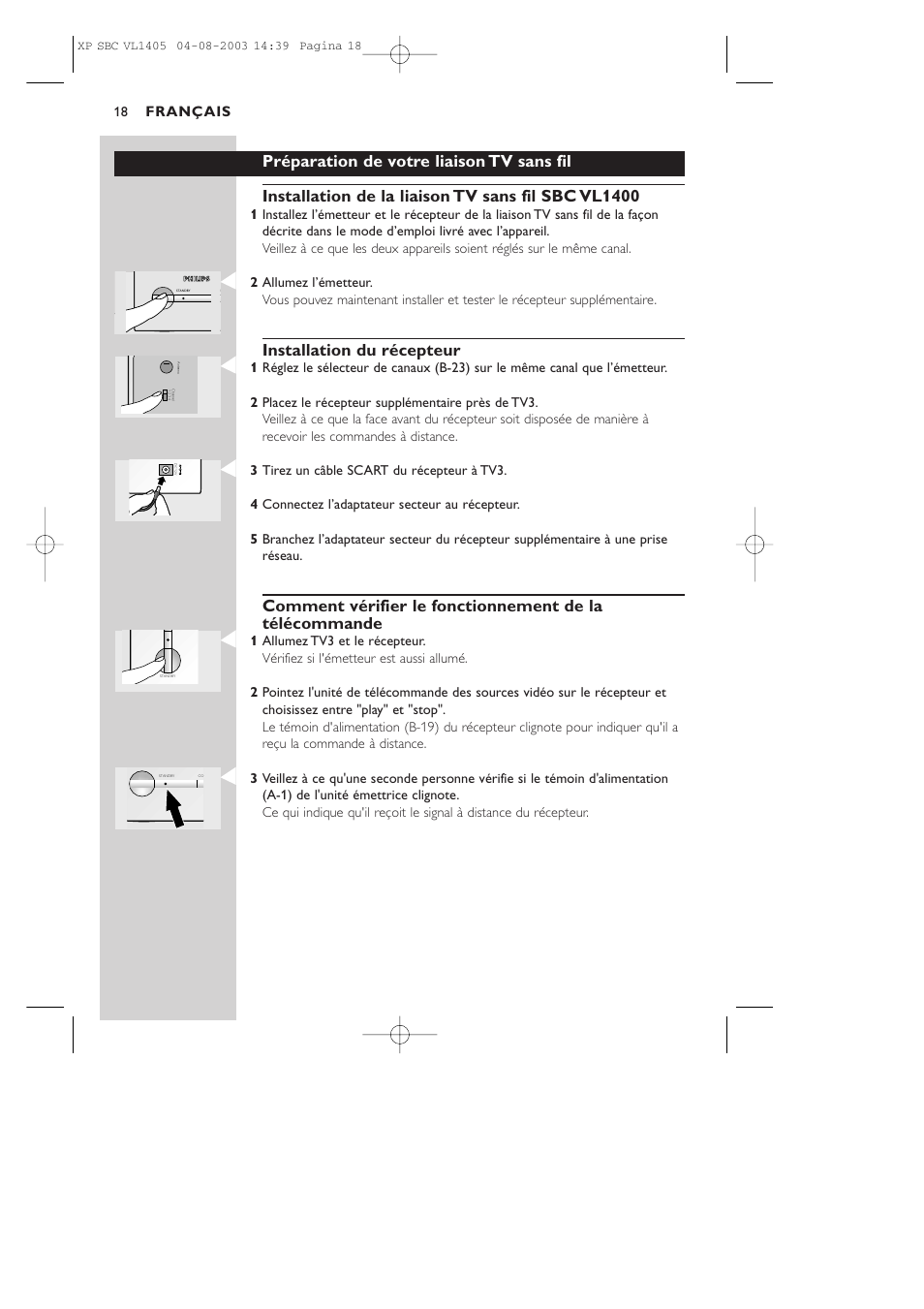 Installation du récepteur, Français | Philips VL1405 User Manual | Page 18 / 124