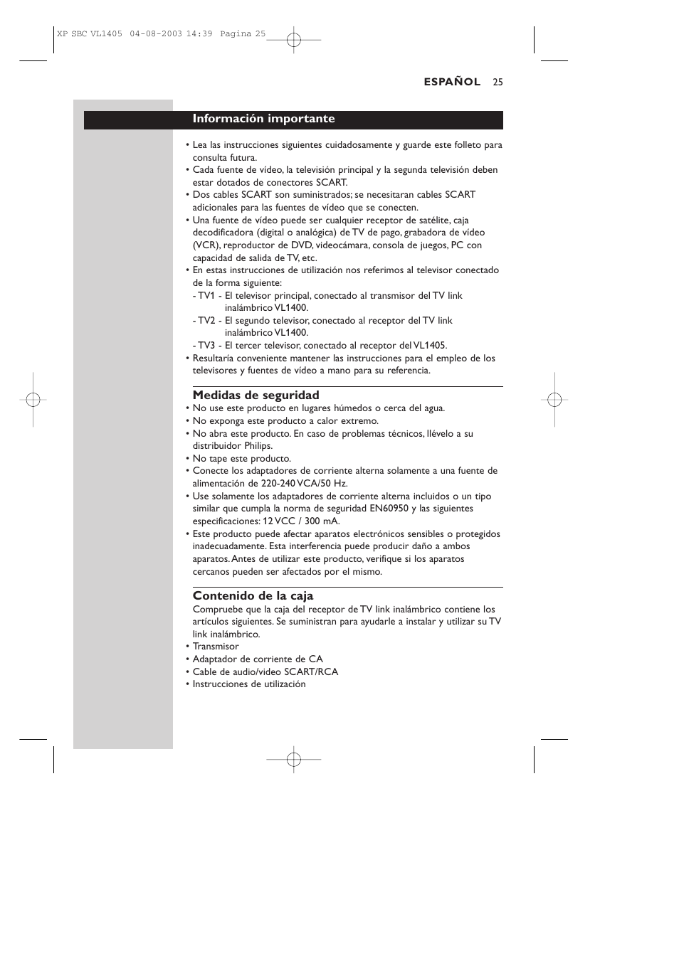 Philips VL1405 User Manual | Page 25 / 124