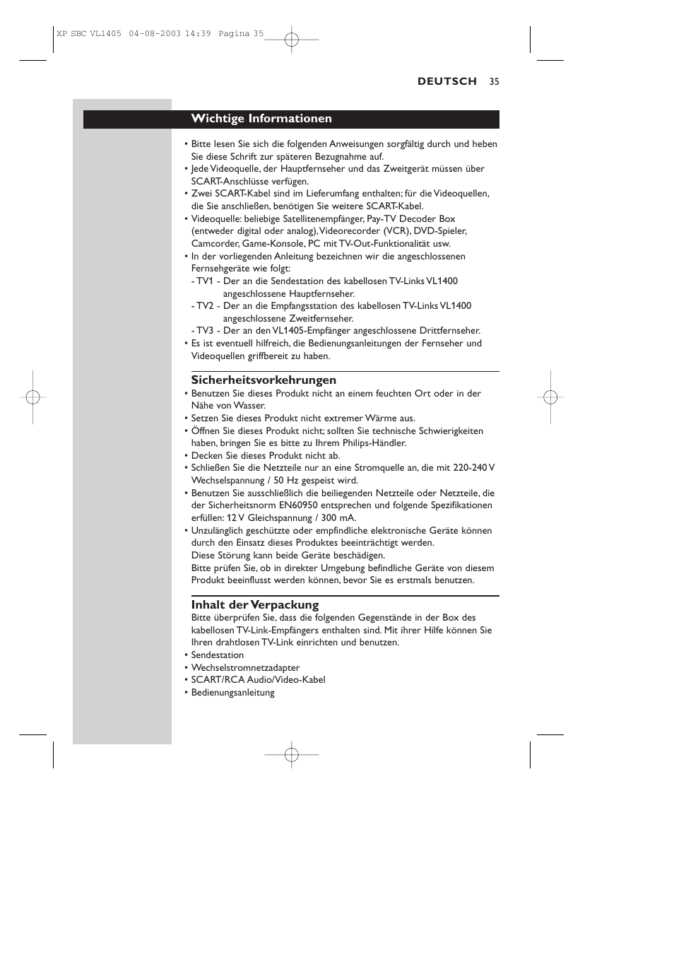 Philips VL1405 User Manual | Page 35 / 124