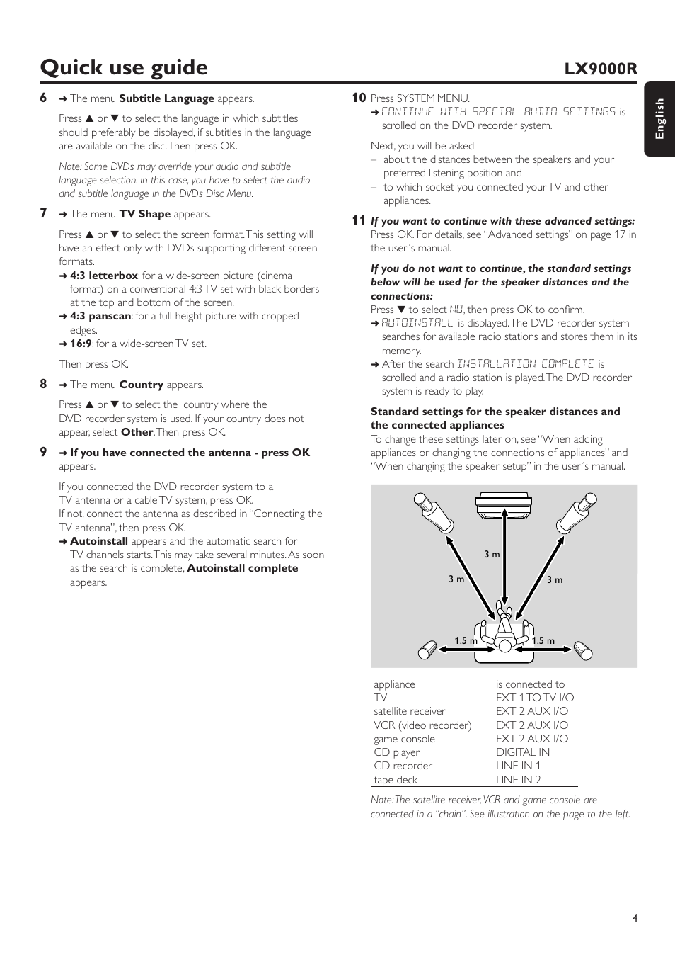 Quick use guide, Lx9000r | Philips LX9000R/25S User Manual | Page 4 / 6
