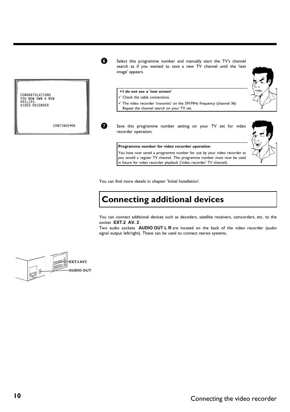 Connecting additional devices, Connecting the video recorder | Philips VR620/58 User Manual | Page 14 / 64