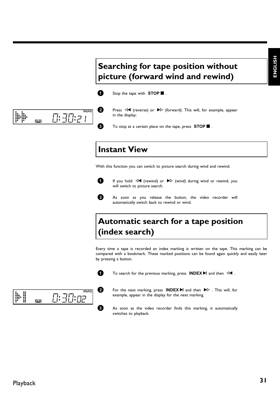 Instant view | Philips VR620/58 User Manual | Page 35 / 64