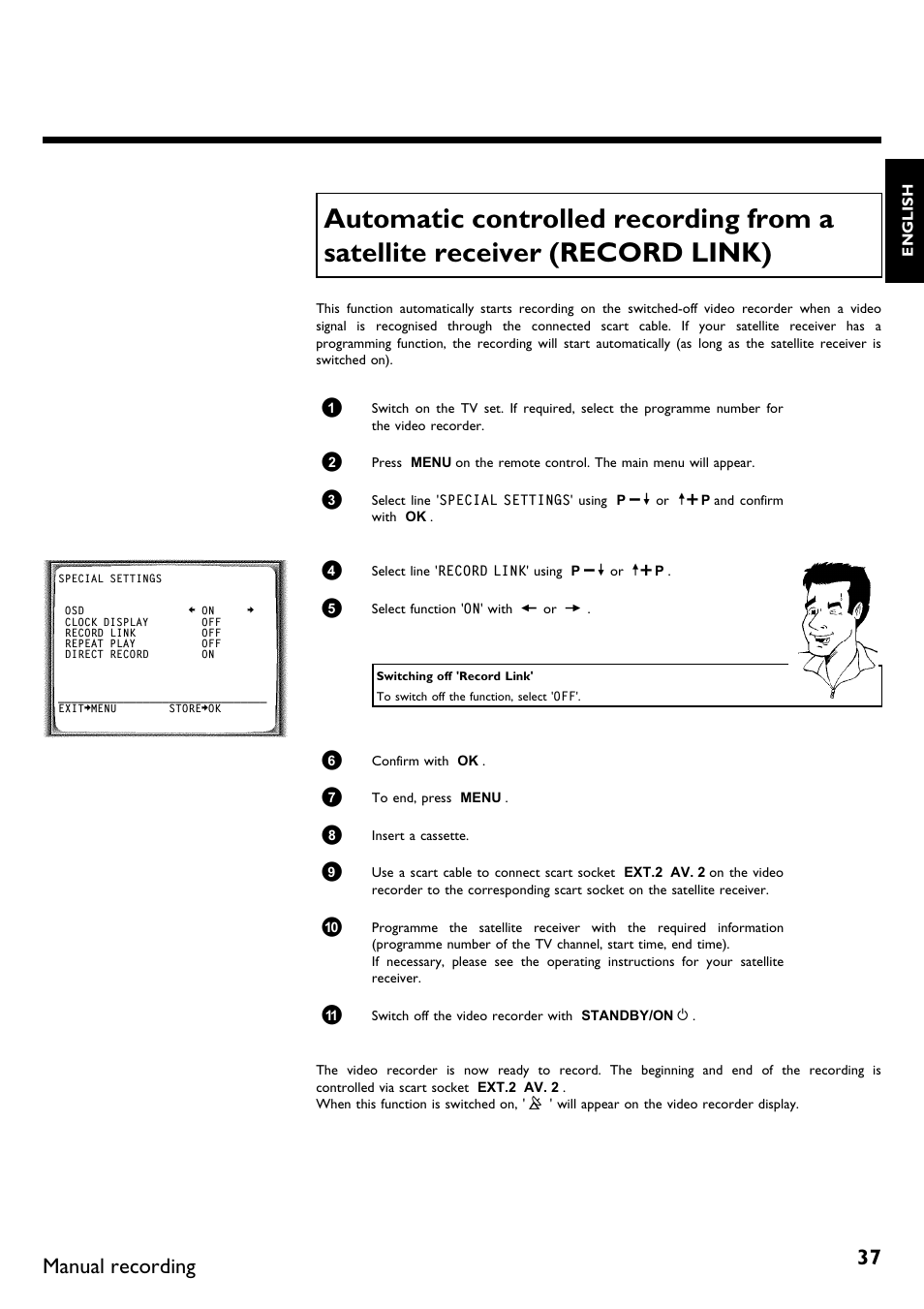 Manual recording | Philips VR620/58 User Manual | Page 41 / 64