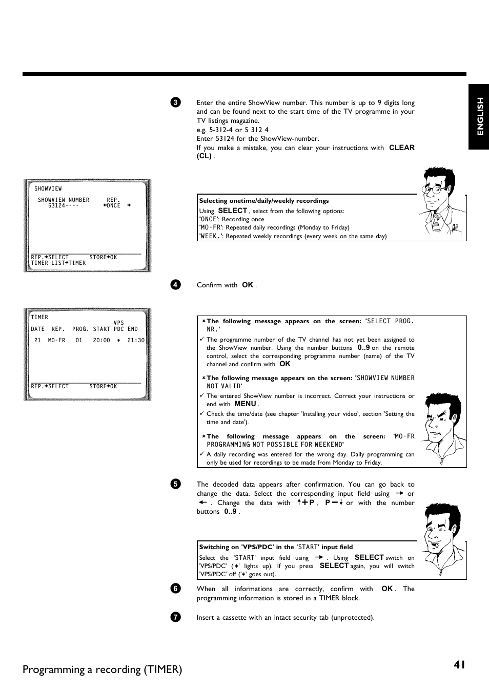 Programming a recording (timer) | Philips VR620/58 User Manual | Page 45 / 64