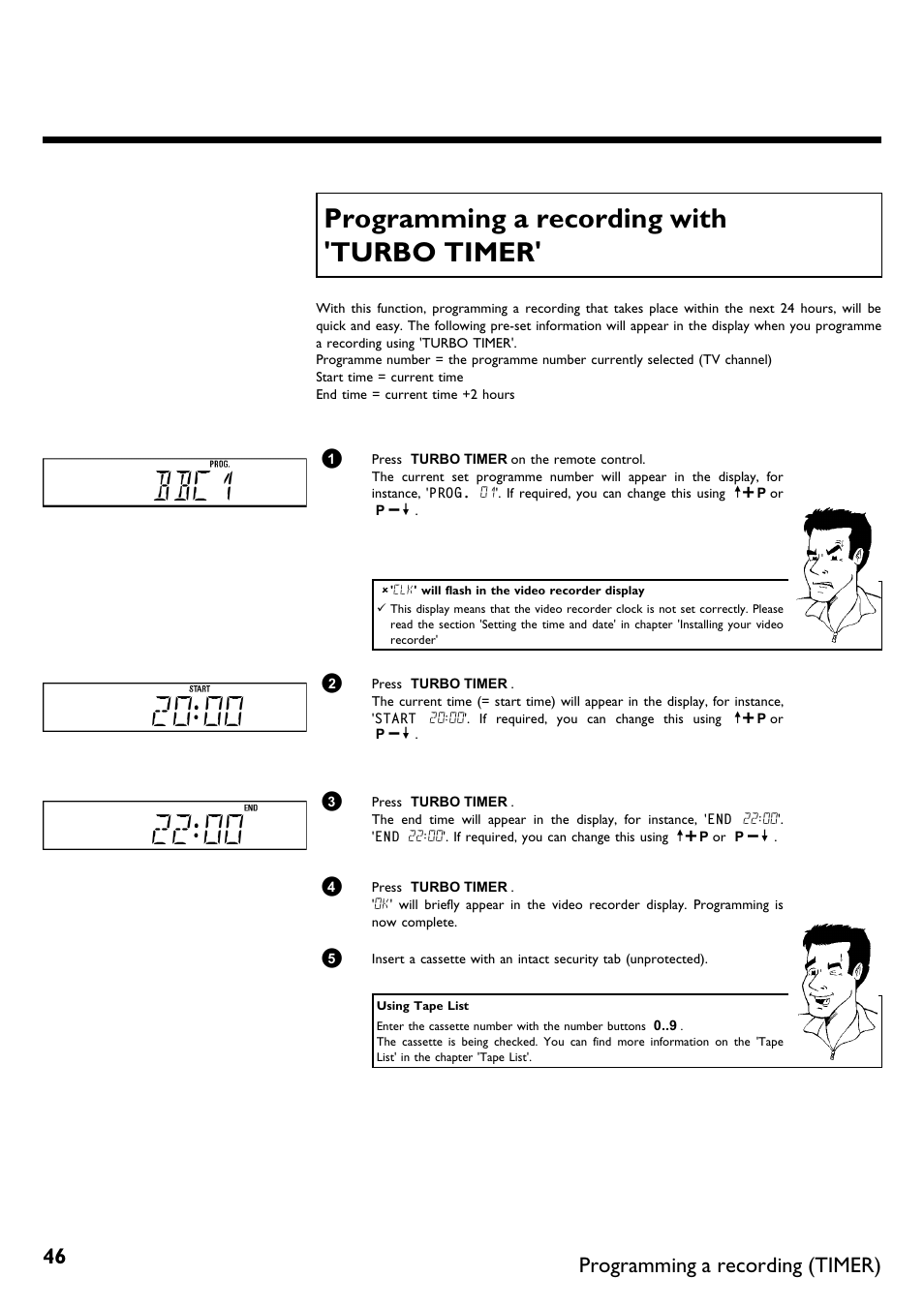 Programming a recording with 'turbo timer, Bbc1, Programming a recording (timer) | Philips VR620/58 User Manual | Page 50 / 64