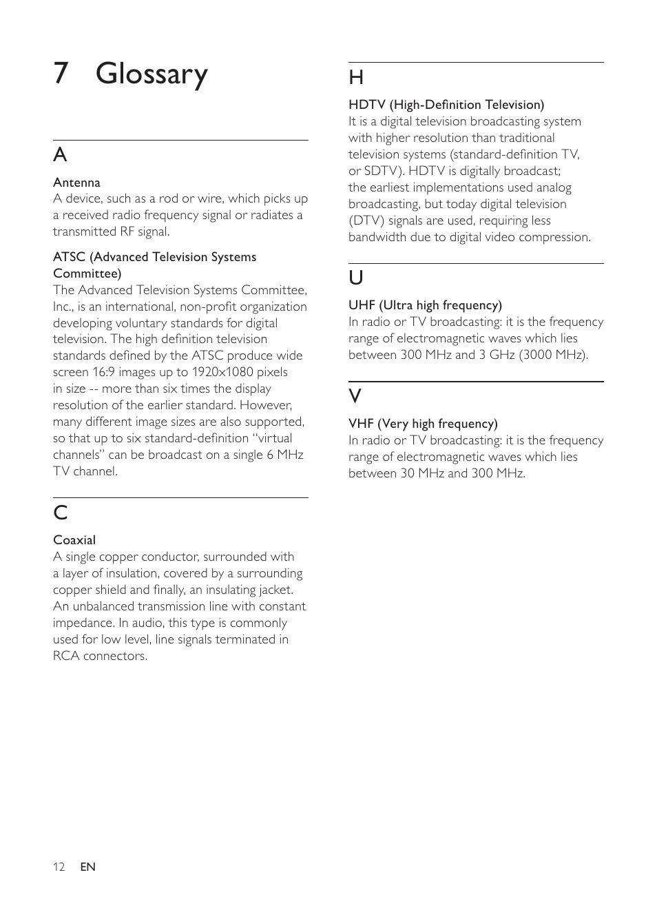 7 glossary | Philips SDV5122/27 User Manual | Page 12 / 14