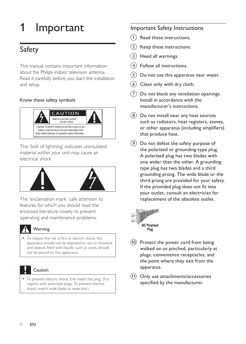1 important, Safety | Philips SDV5122/27 User Manual | Page 4 / 14