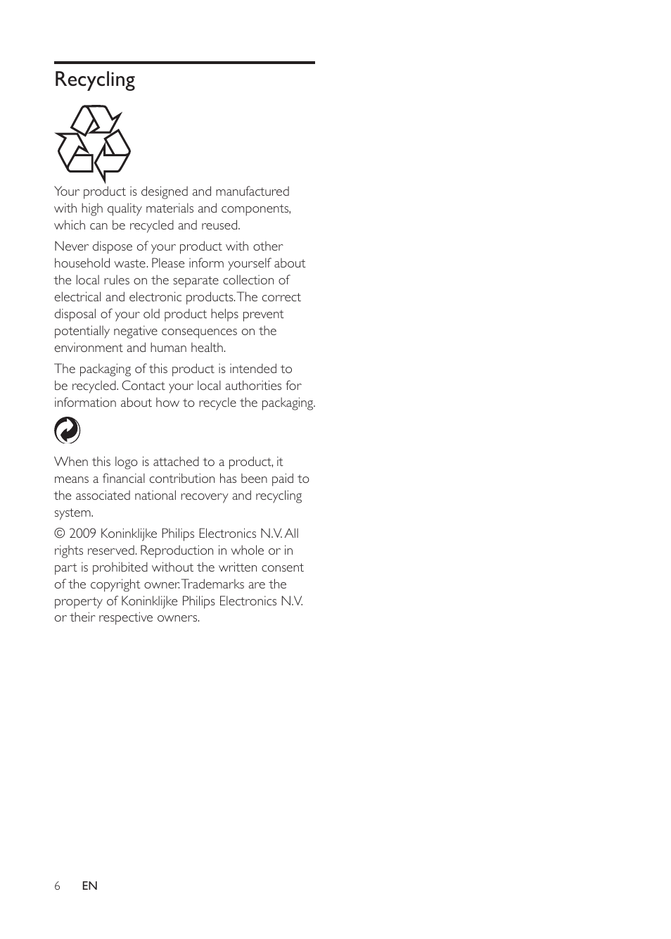 Recycling | Philips SDV5122/27 User Manual | Page 6 / 14