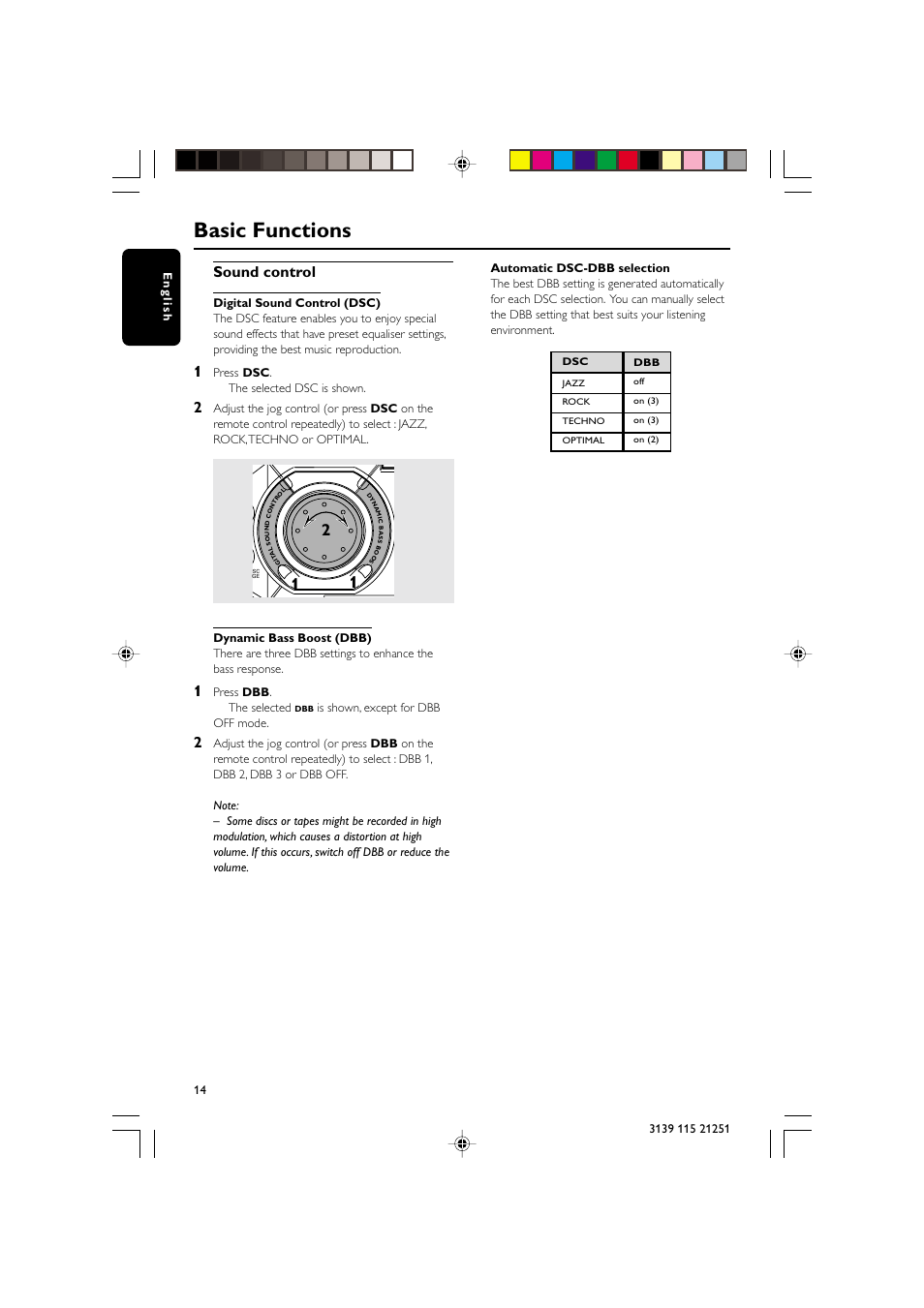 Basic functions, Sound control | Philips FW C255 User Manual | Page 14 / 28