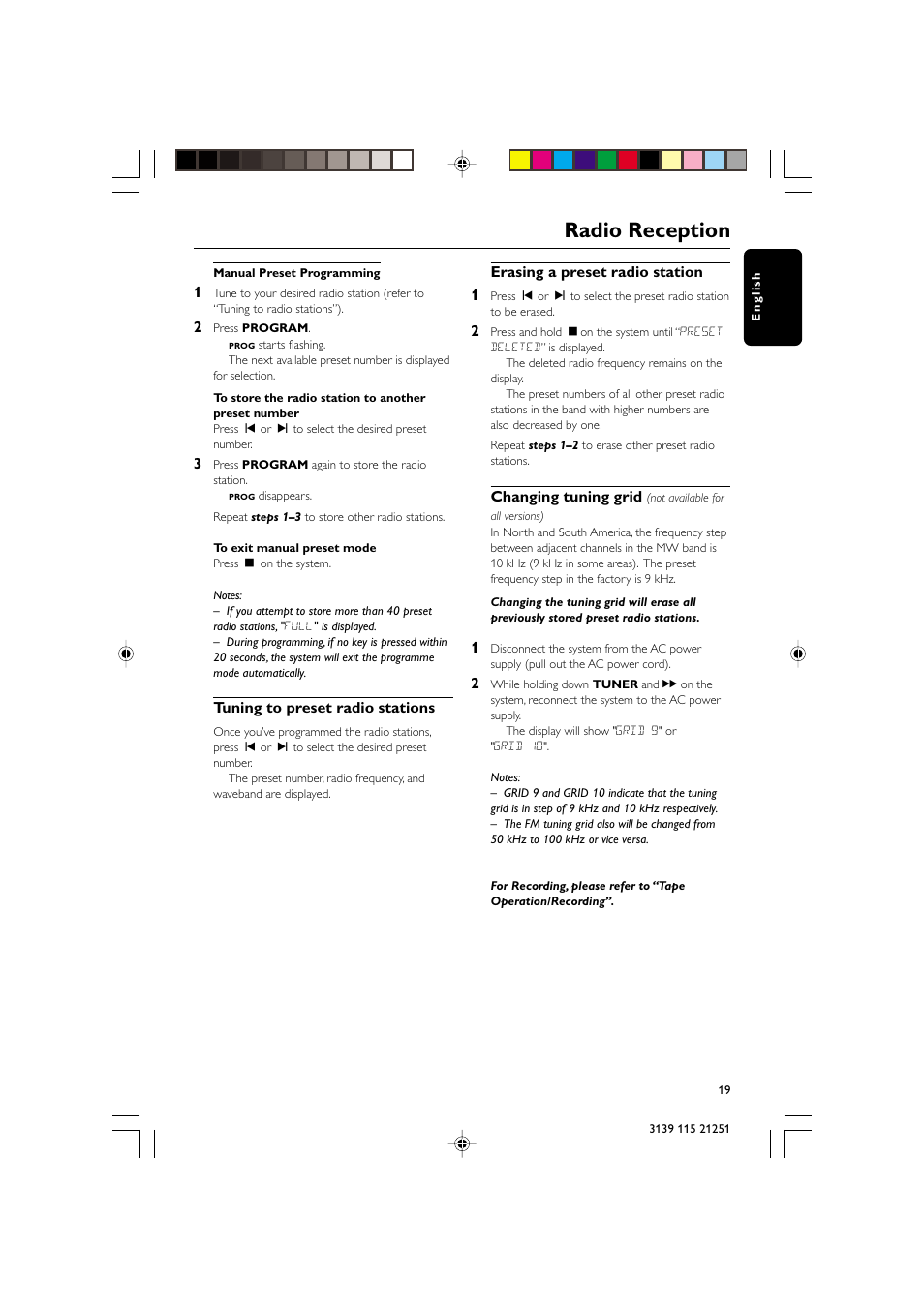 Radio reception | Philips FW C255 User Manual | Page 19 / 28