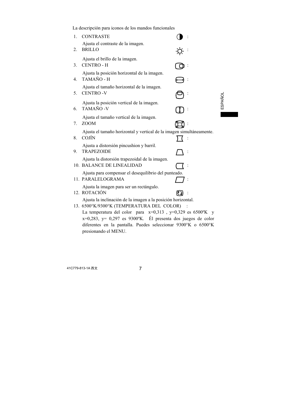 Ajustando la imagen | Philips 107S61 User Manual | Page 23 / 46