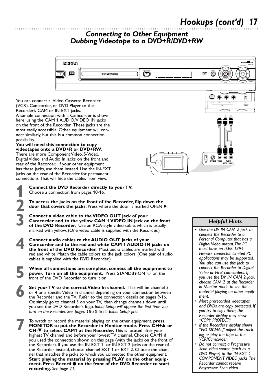 Hookups (cont’d) 17 | Philips DVDR80/99 User Manual | Page 17 / 68