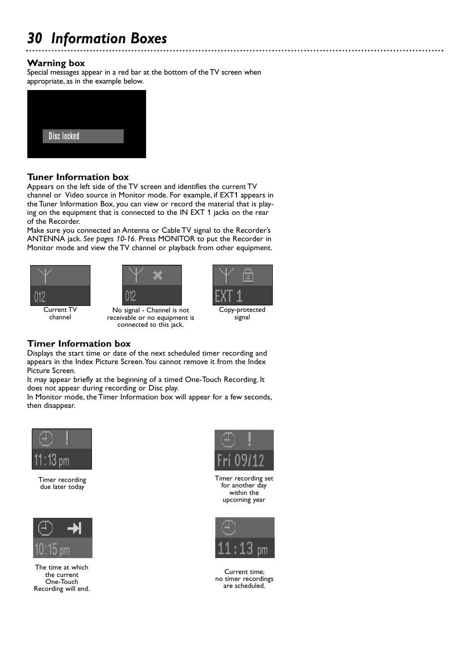 30 information boxes | Philips DVDR80/99 User Manual | Page 30 / 68