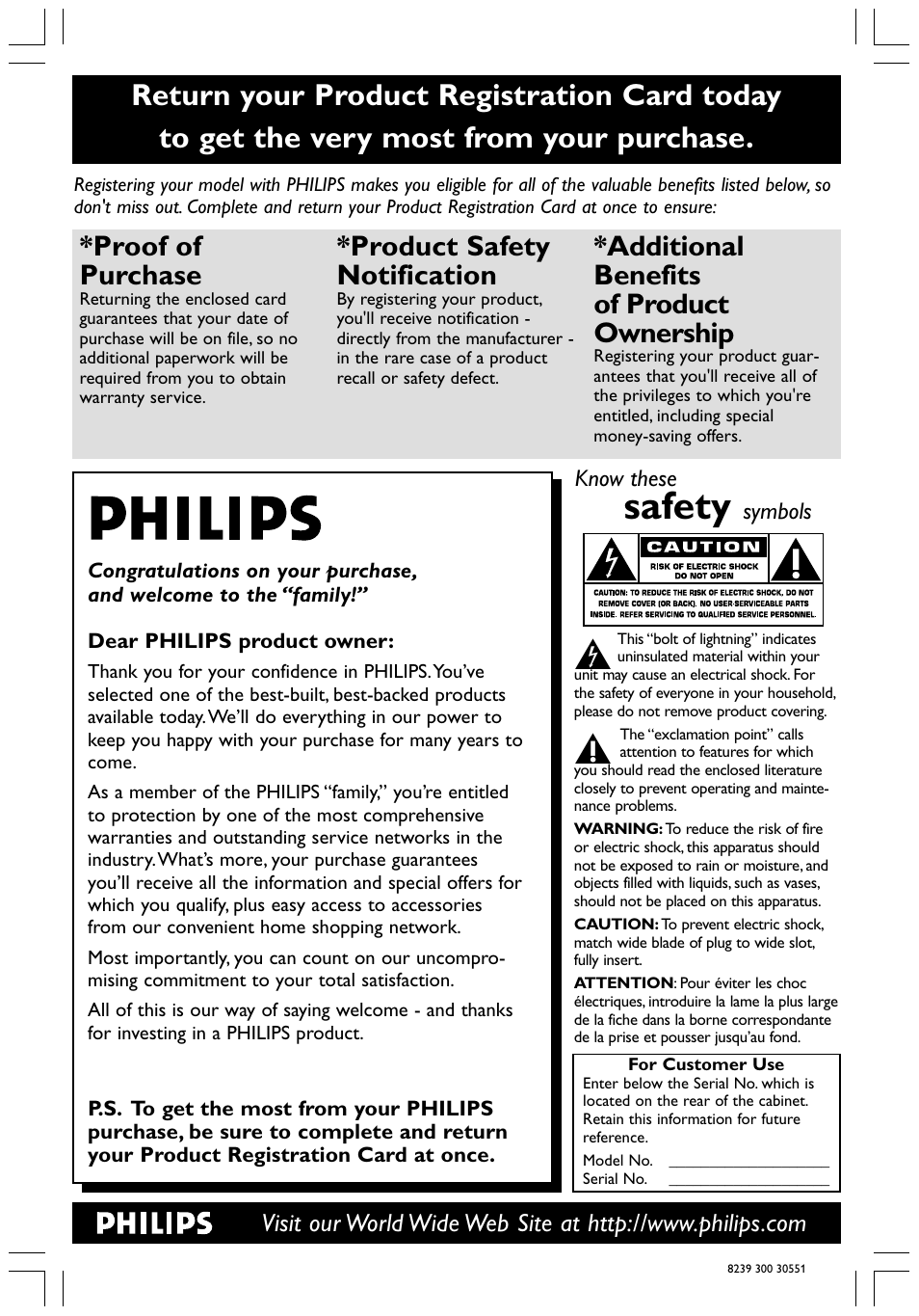 Safety, Proof of purchase, Product safety notification | Additional benefits of product ownership | Philips HTS3400 User Manual | Page 2 / 40