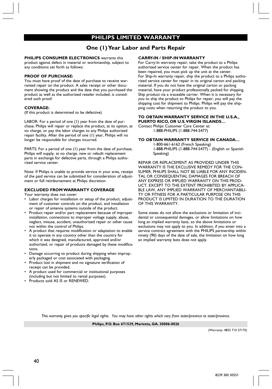 Philips HTS3400 User Manual | Page 40 / 40