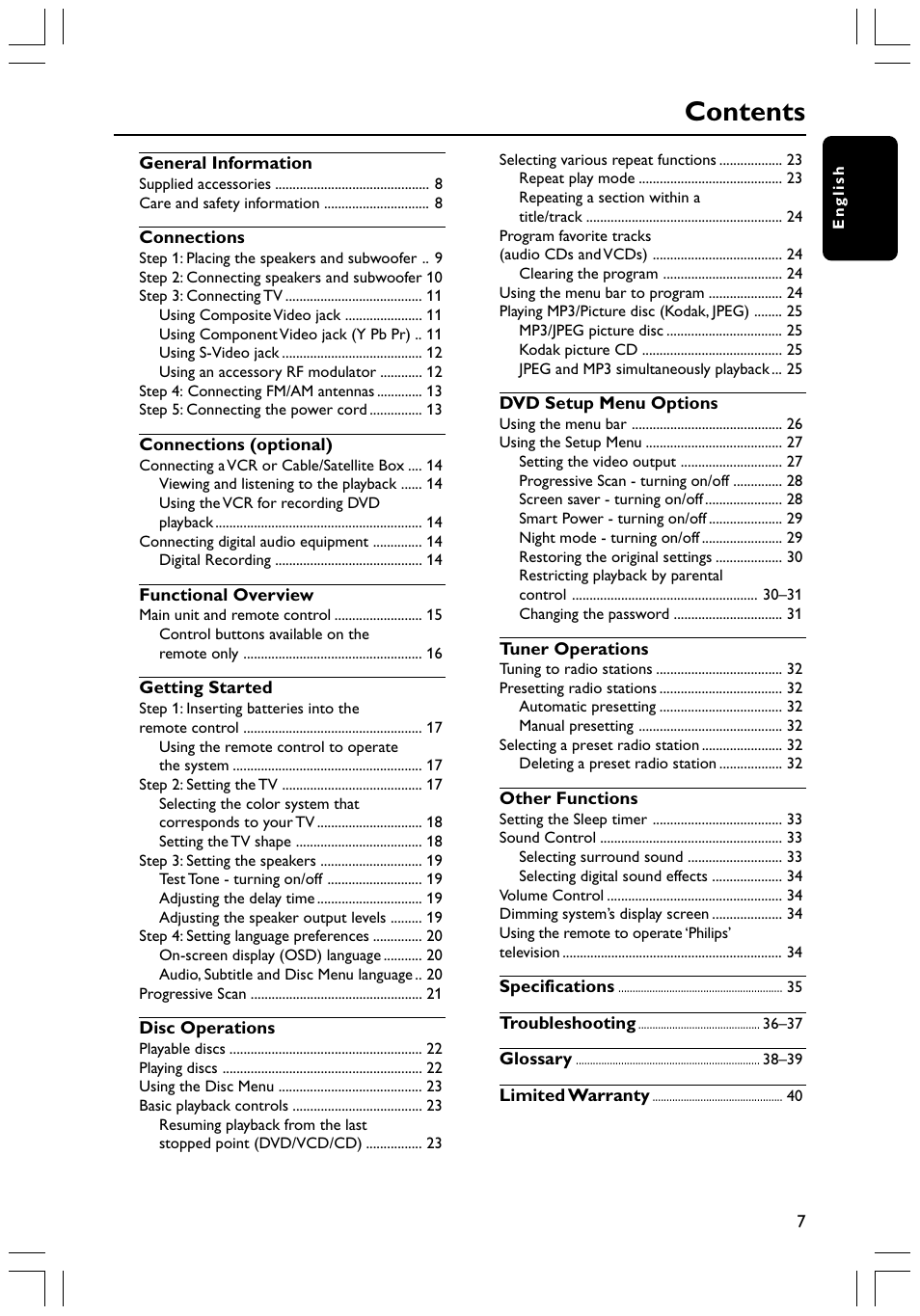 Philips HTS3400 User Manual | Page 7 / 40