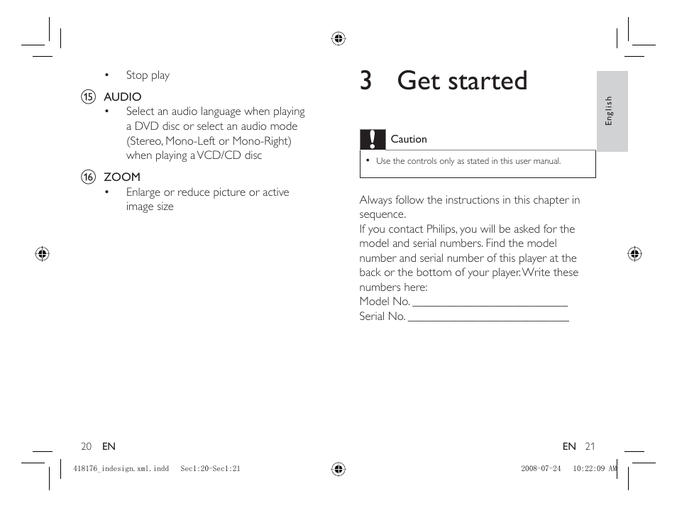 3 get started | Philips PET101/12 User Manual | Page 12 / 25