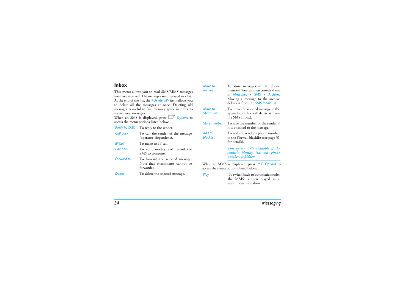 Inbox | Philips Cell Phone User Manual | Page 35 / 72