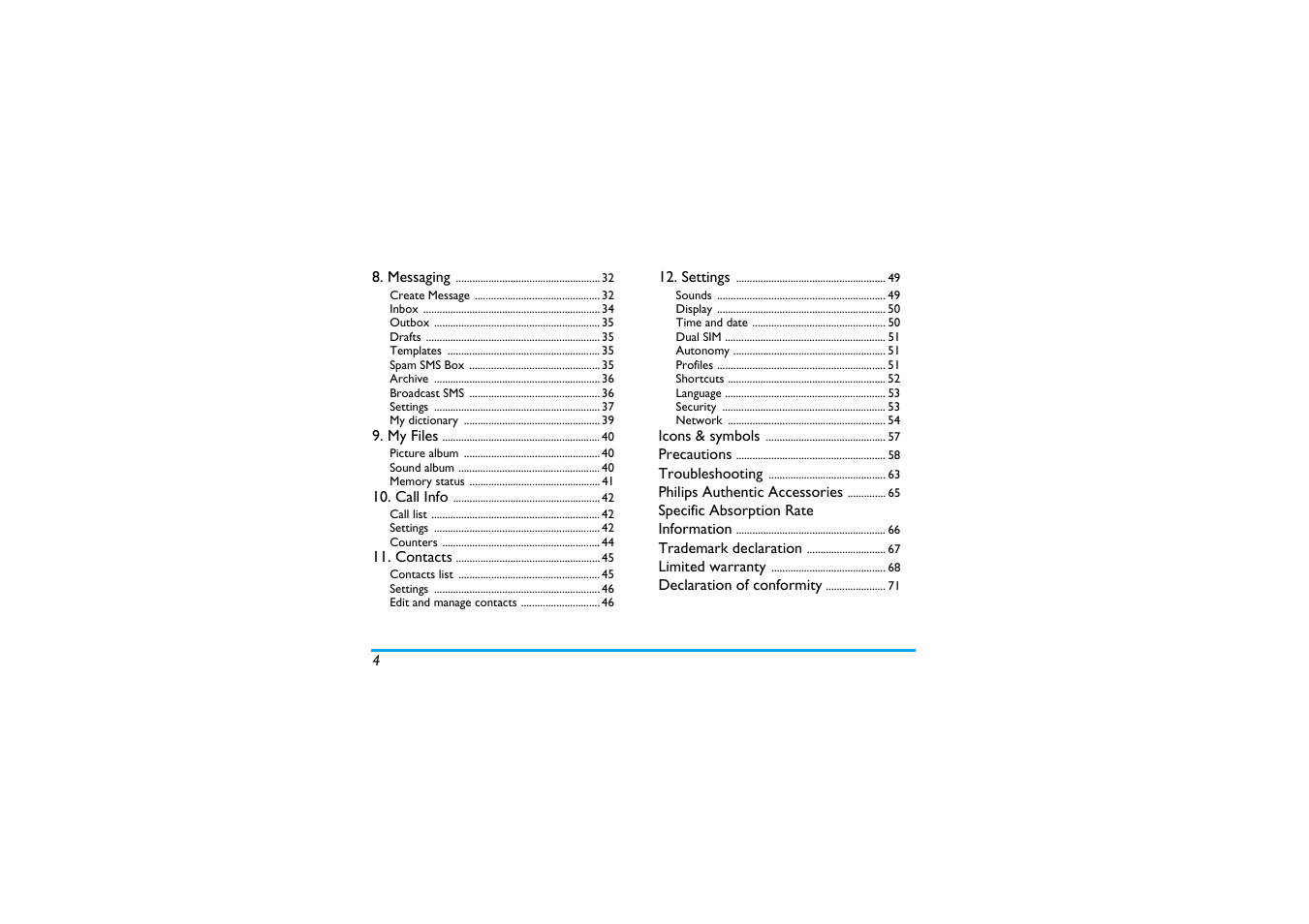 Philips Cell Phone User Manual | Page 5 / 72