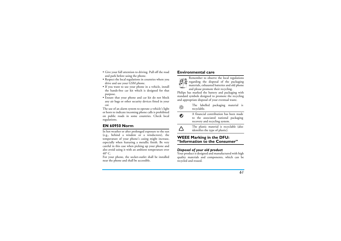 Philips Cell Phone User Manual | Page 62 / 72