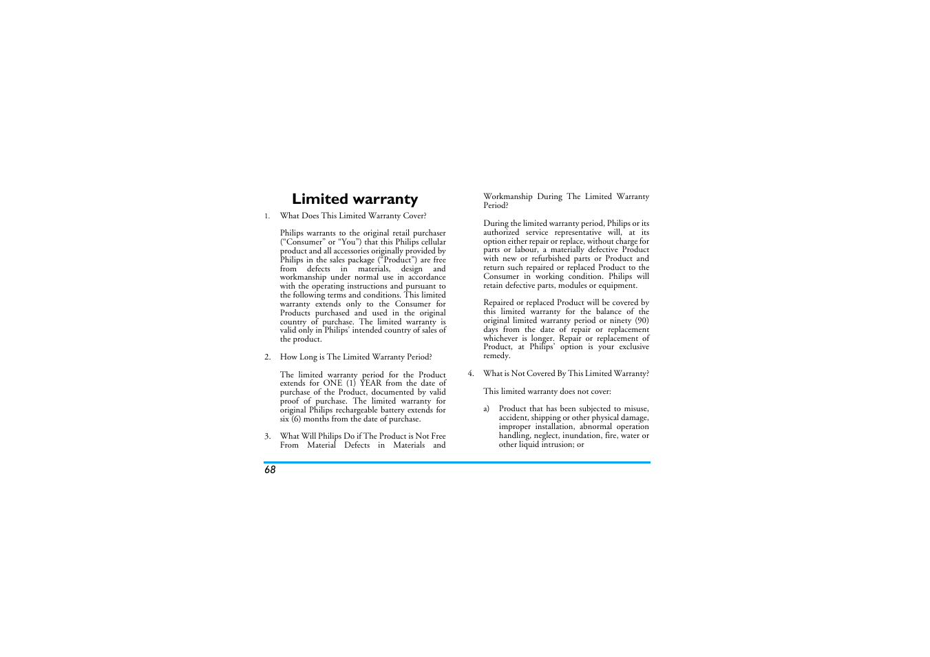 Limited warranty | Philips Cell Phone User Manual | Page 69 / 72
