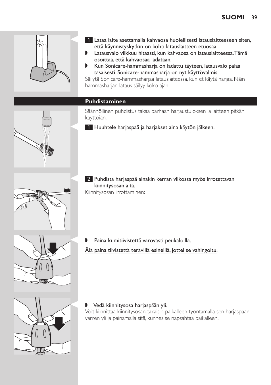 Puhdistaminen | Philips E5000 User Manual | Page 39 / 84