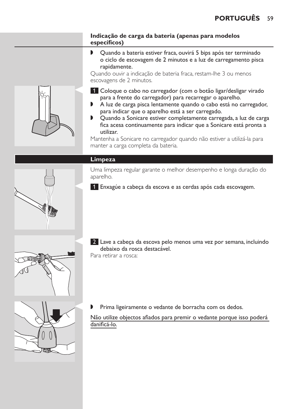 Limpeza | Philips E5000 User Manual | Page 59 / 84