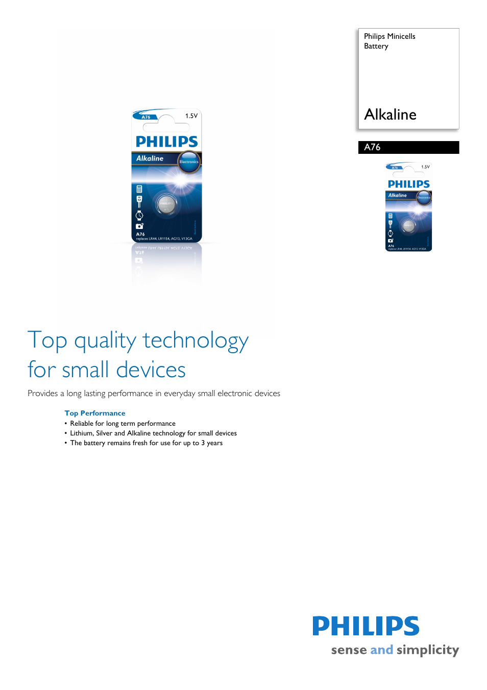 Philips A76 User Manual | 2 pages