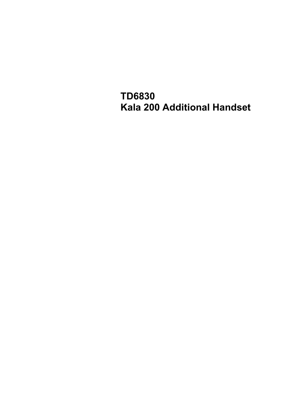 Philips KALA 200 ADDITIONAL HANDSET TD6830 User Manual | 89 pages