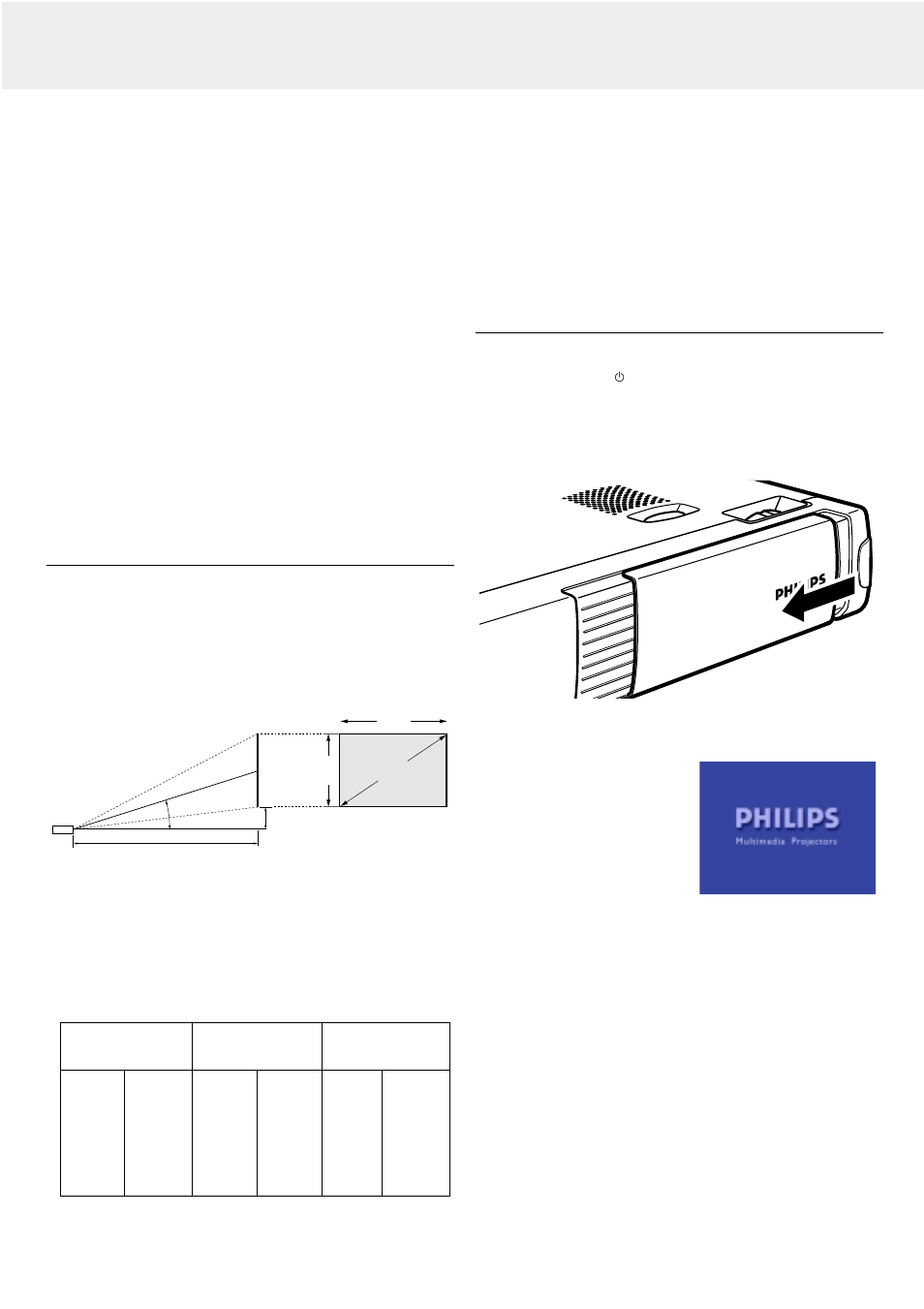 Set up, Positioning the projector and screen, Mains supply | Philips LC5141 User Manual | Page 8 / 24