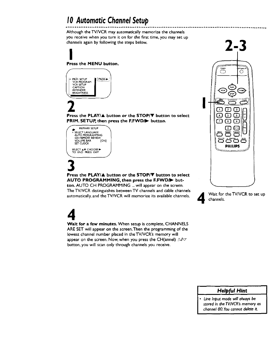 10 automatic channel setup | Philips CCB 132AT User Manual | Page 10 / 59
