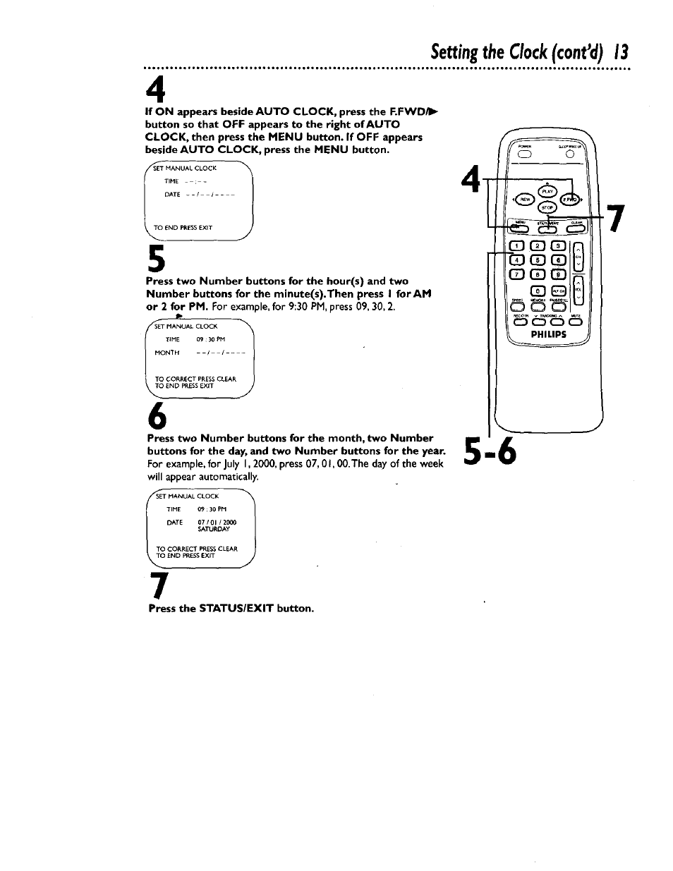 Setting the clock (contad) 13 | Philips CCB 132AT User Manual | Page 13 / 59
