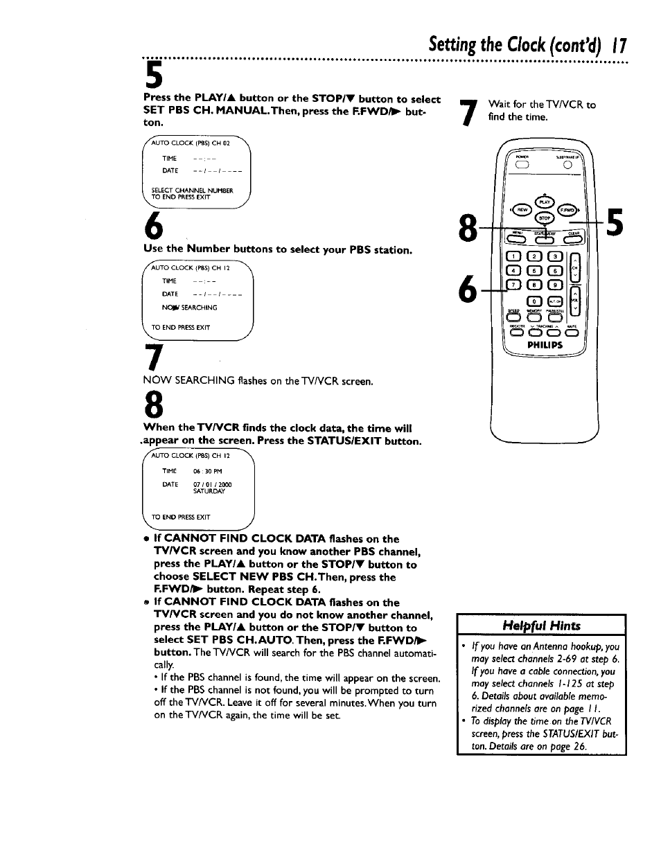 Setting the clock (confd) 1 7 | Philips CCB 132AT User Manual | Page 17 / 59