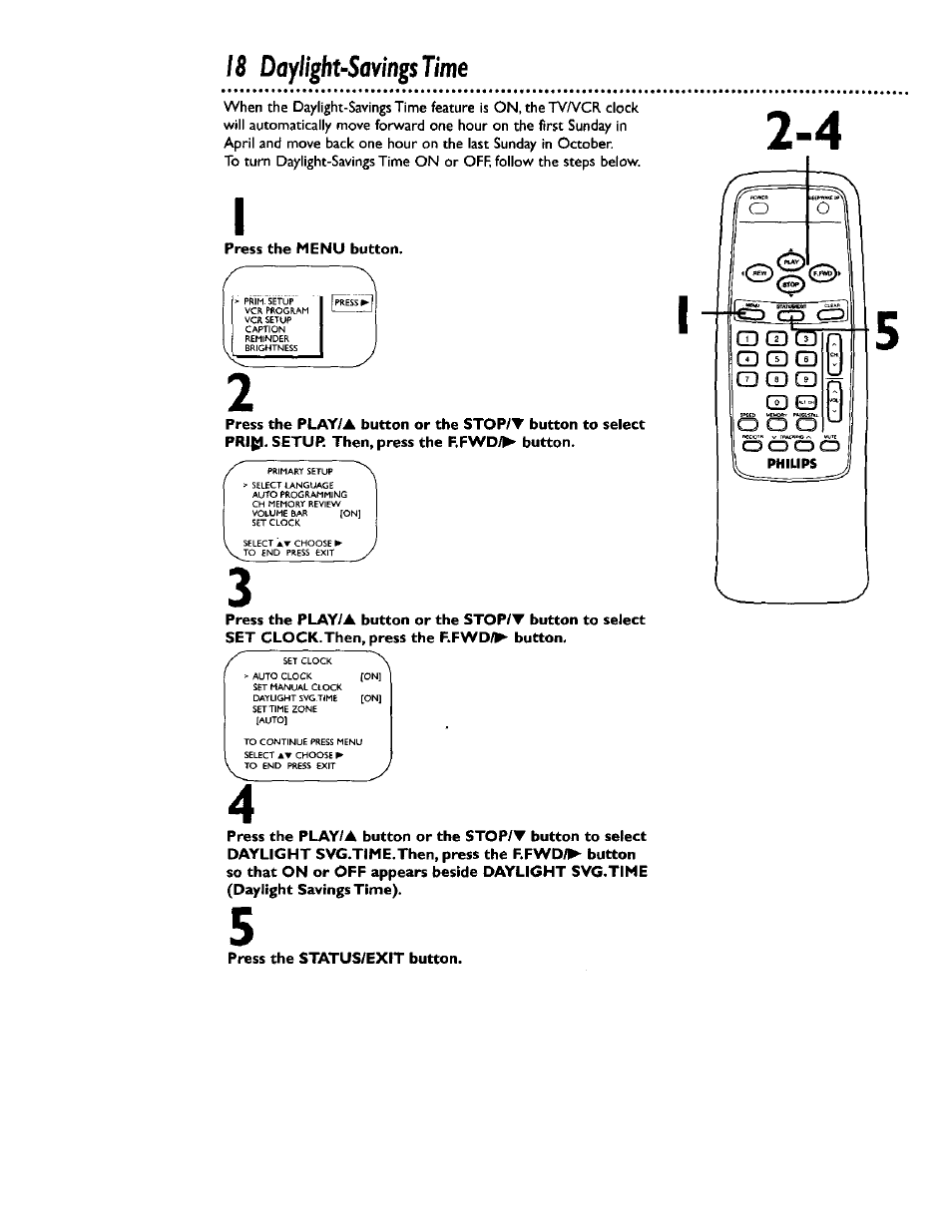 18 daylight-savings time | Philips CCB 132AT User Manual | Page 18 / 59