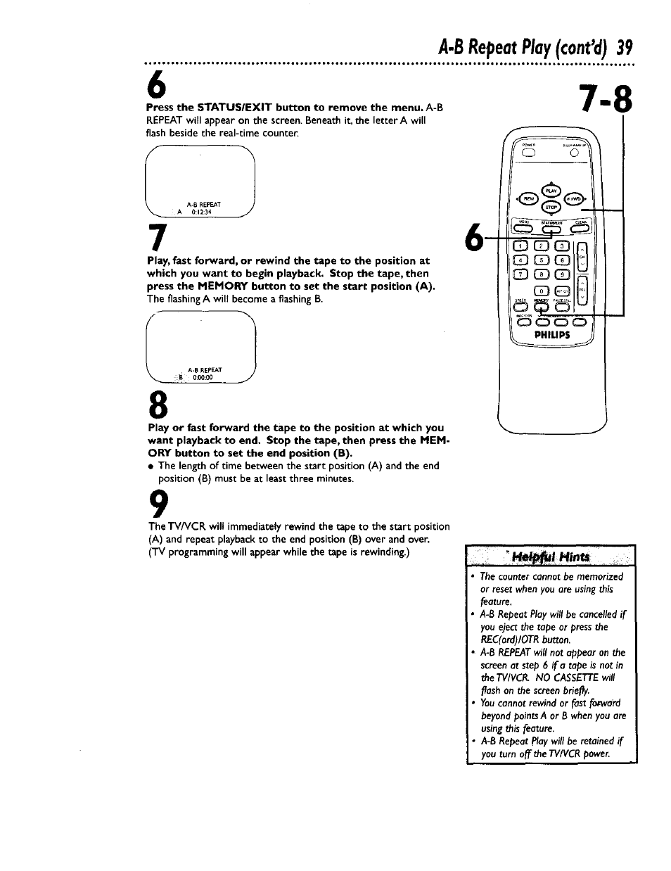 A-b repeat play (contv) 39 | Philips CCB 132AT User Manual | Page 39 / 59