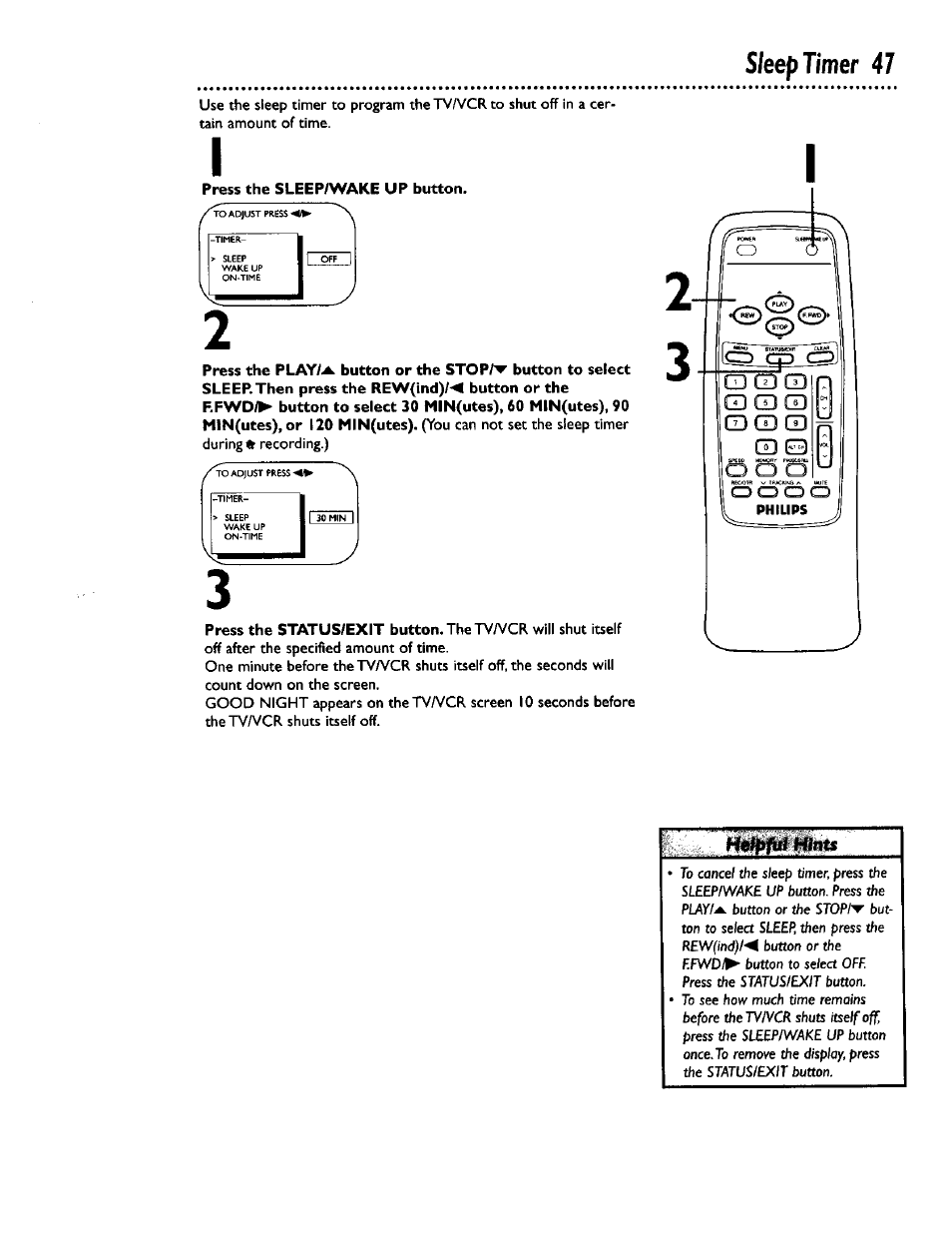 Sleep timer 47 | Philips CCB 132AT User Manual | Page 47 / 59