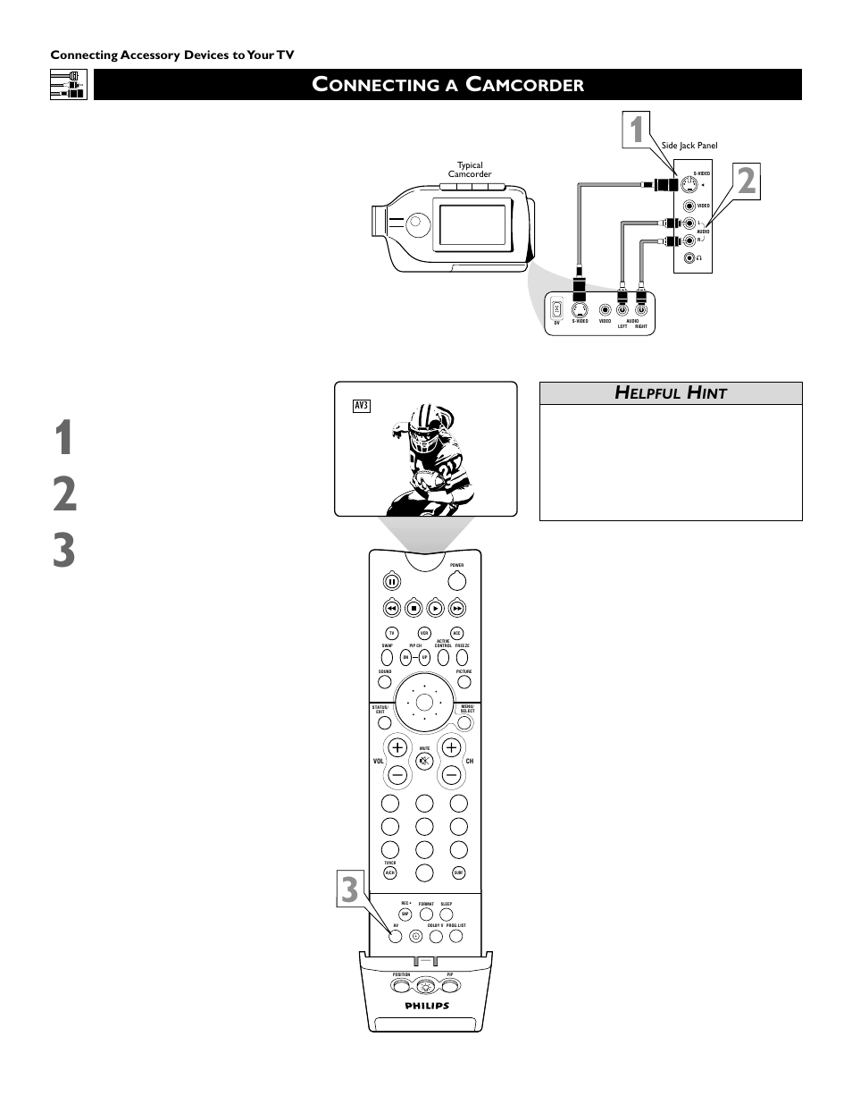 Onnecting a, Amcorder, Elpful | Philips 51PW9363 User Manual | Page 16 / 65