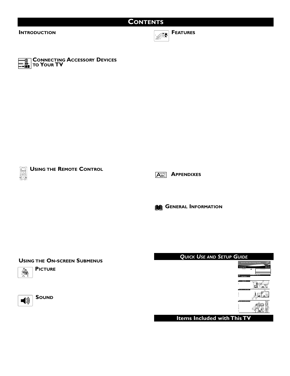 Ontents items included with this tv | Philips 51PW9363 User Manual | Page 4 / 65