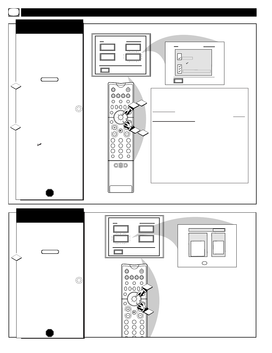 Eature, Ontrols, Continued | Content advisory review settings, Stop | Philips 60PP 9601 User Manual | Page 24 / 60