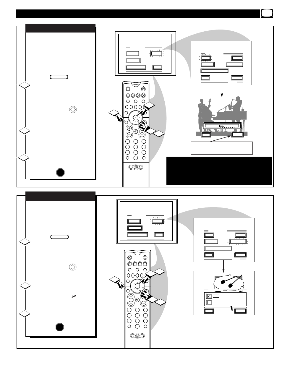 Ound, Ontrol, Djustments | Stop | Philips 60PP 9601 User Manual | Page 27 / 60