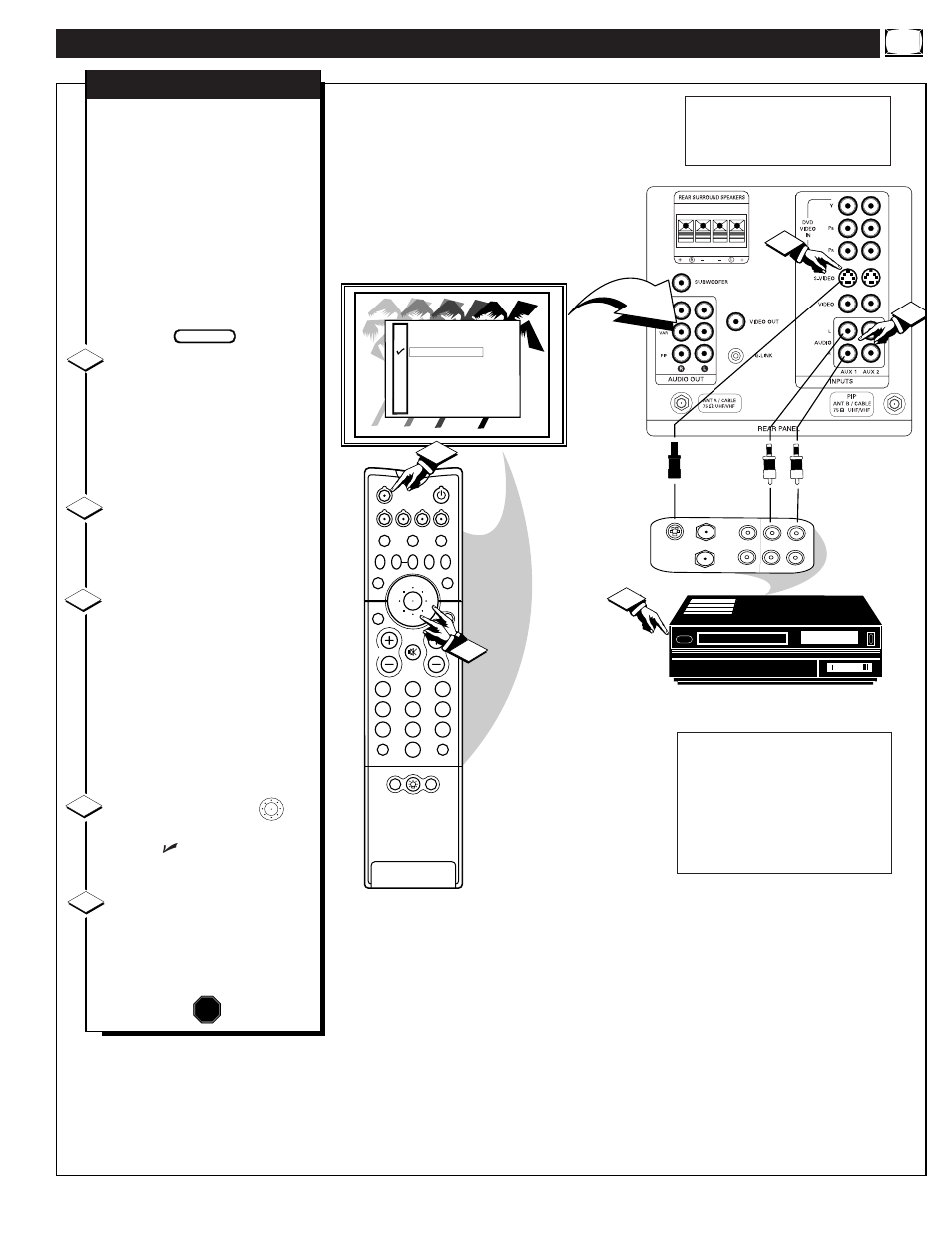 Sing the, Udio, Ideo | Nput, Acks, Continued | Philips 60PP 9601 User Manual | Page 35 / 60