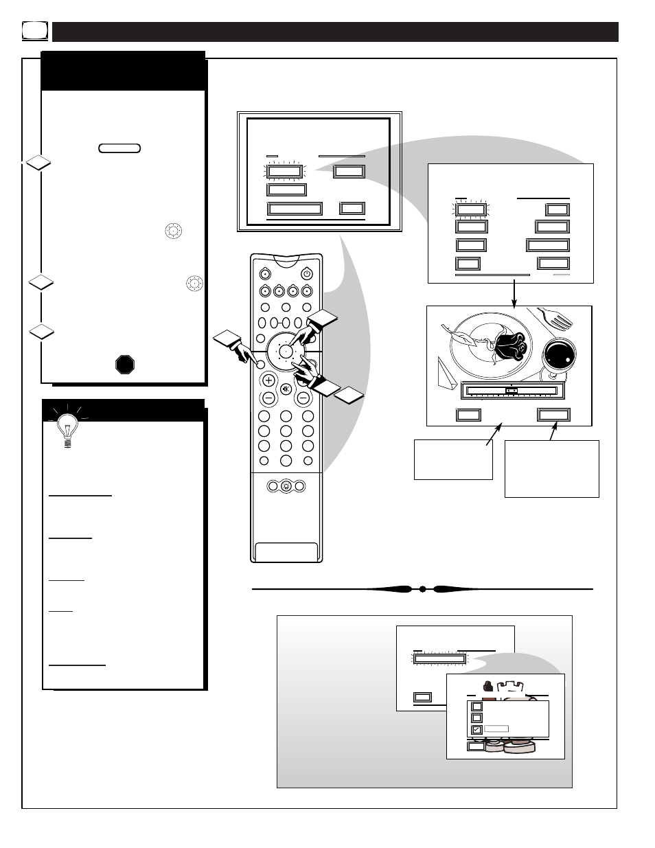 Icture, Ontrol, Djustments | 12 3 s, Color, brightness, sharpness, tint, picture stop | Philips 60PP 9601 User Manual | Page 6 / 60