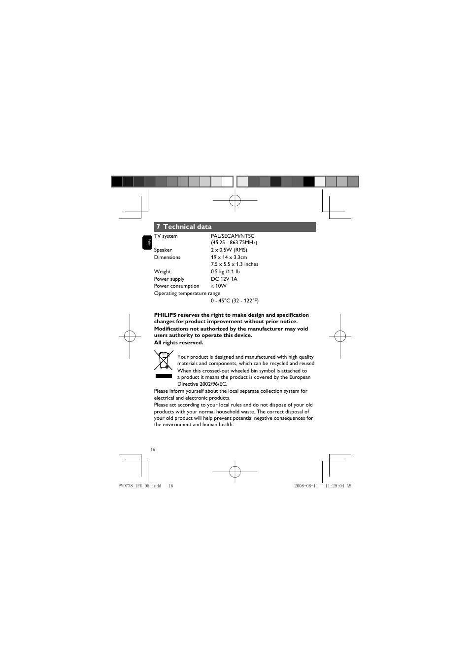 Philips PVD778 User Manual | Page 16 / 20